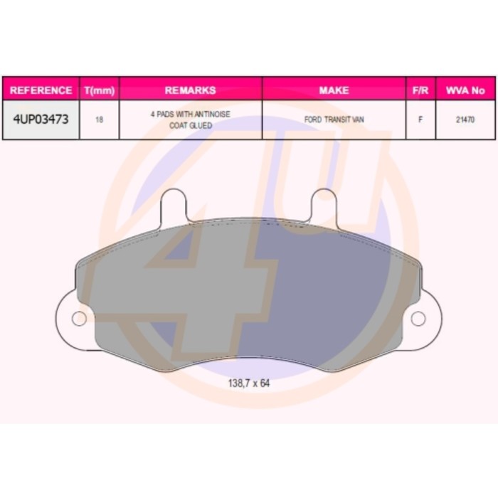 Колодки тормозные 4U 4UP03473