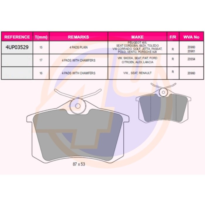 Колодки тормозные 4U 4UP03529