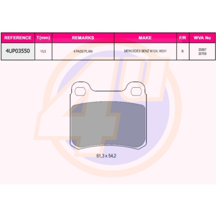 Колодки тормозные 4U 4UP03550