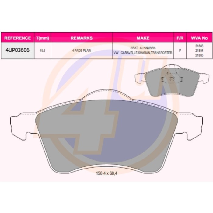 Колодки тормозные 4U 4UP03606