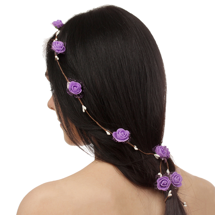 Декор для волос, вплетаемый "Фиолетовые розы"