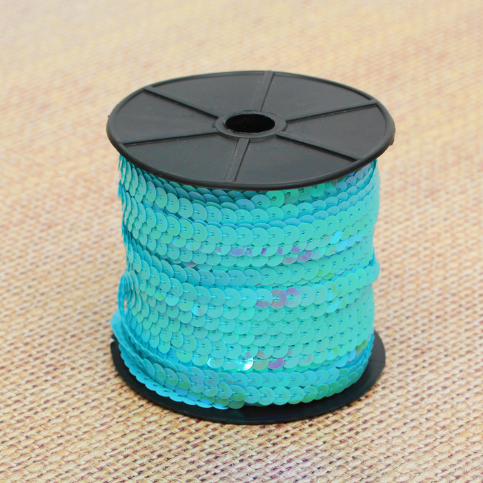 Лента декоративная пайетки, перламутр, ширина 6мм, 91±1м, №57, цвет голубой