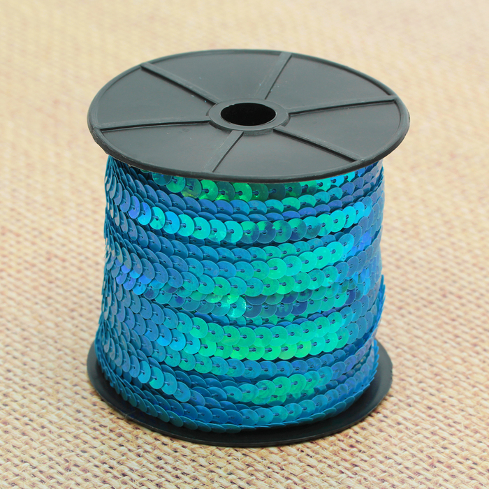 Лента декоративная пайетки, перламутр, ширина 6мм, 91±1м, №58, цвет голубой