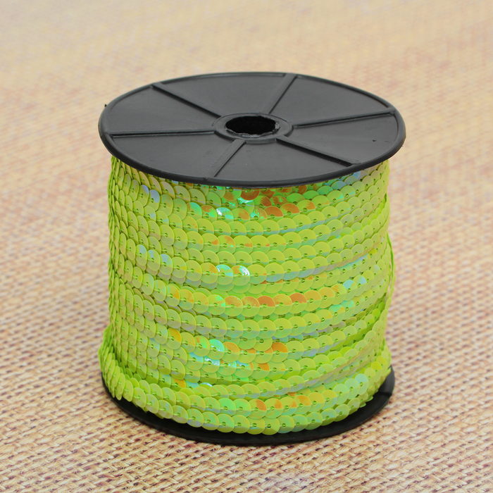 Лента декоративная пайетки, перламутр, ширина 6мм, 91±1м, №42, цвет салатовый