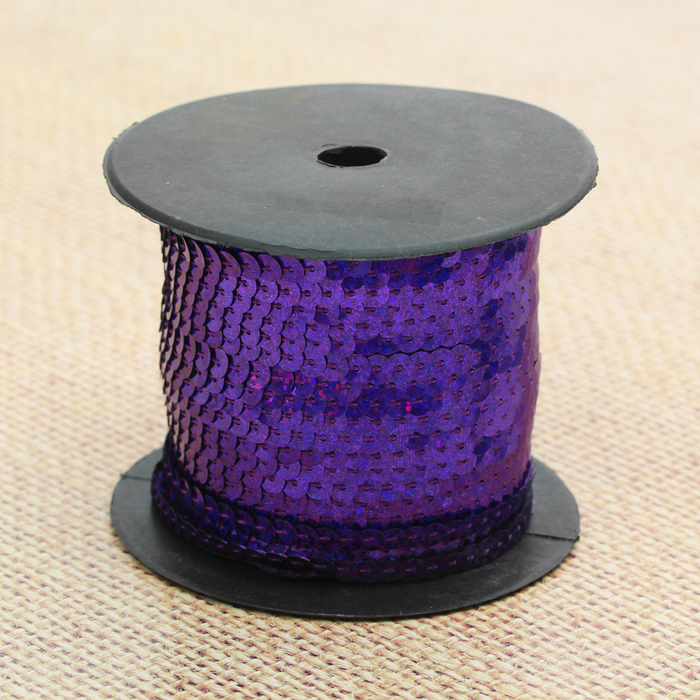 Лента декоративная пайетки, голография, ширина 6мм, 91±1м, B2, цевт фиолетовый