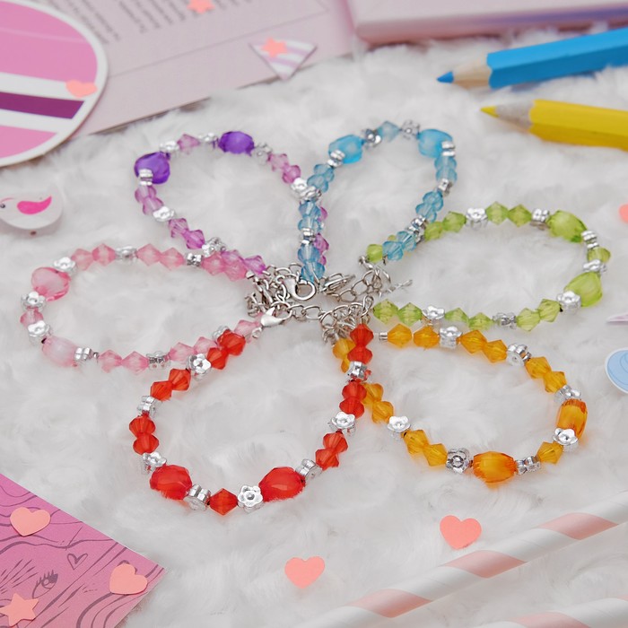 Браслет детский "Выбражулька" сердечка два, цвет МИКС
