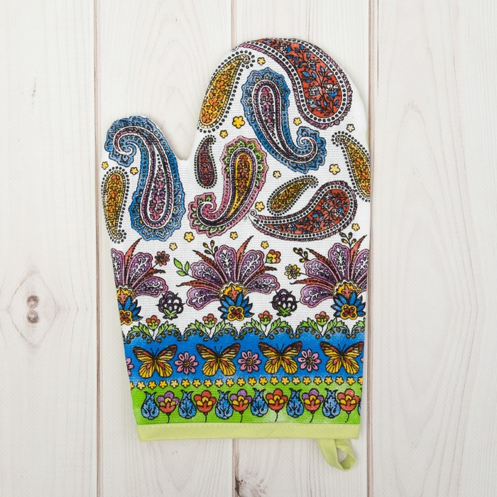 Набор "Доляна" Пейсли/вид 2,: варежка 18 х 26 см, прихватка 17 х 17 см, рогожка 162 г/м²