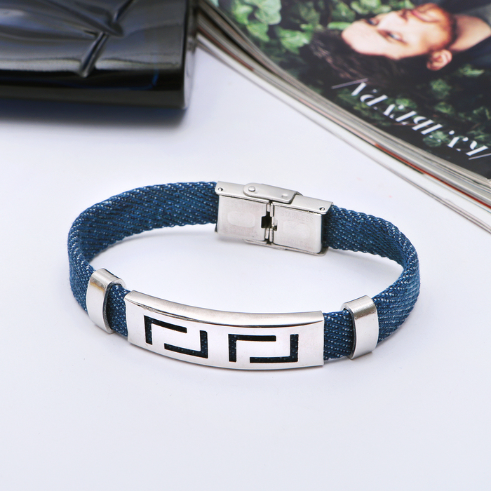 Браслет ассорти "Джинс" этника, цвет синий в серебре