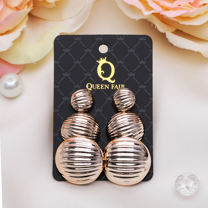 Пусеты 3 пары "Шарики", ракушка, цвет МИКС