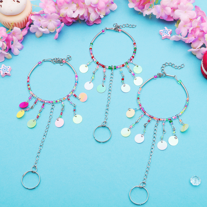 Браслет детский "Выбражулька" 6 подвесок, кружочки, цвет МИКС