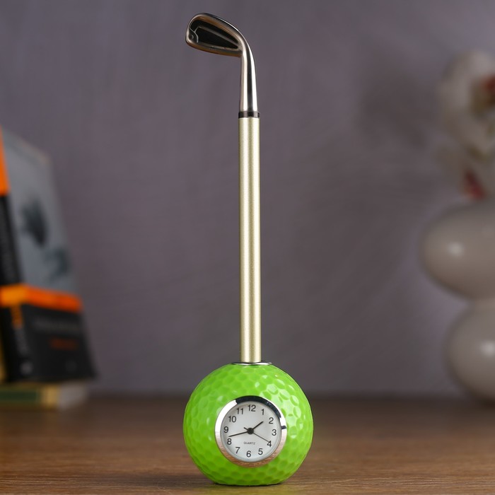 Настольные часы "Гольф", клюшка для гольфа (ручка)+подставка мяч для гольфа, микс, 4,5*15 см 27570