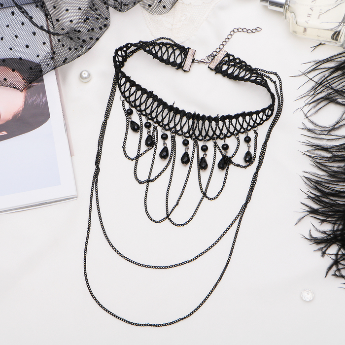 Чокер "Галактика" с двумя цепочками, каскад, цвет чёрный