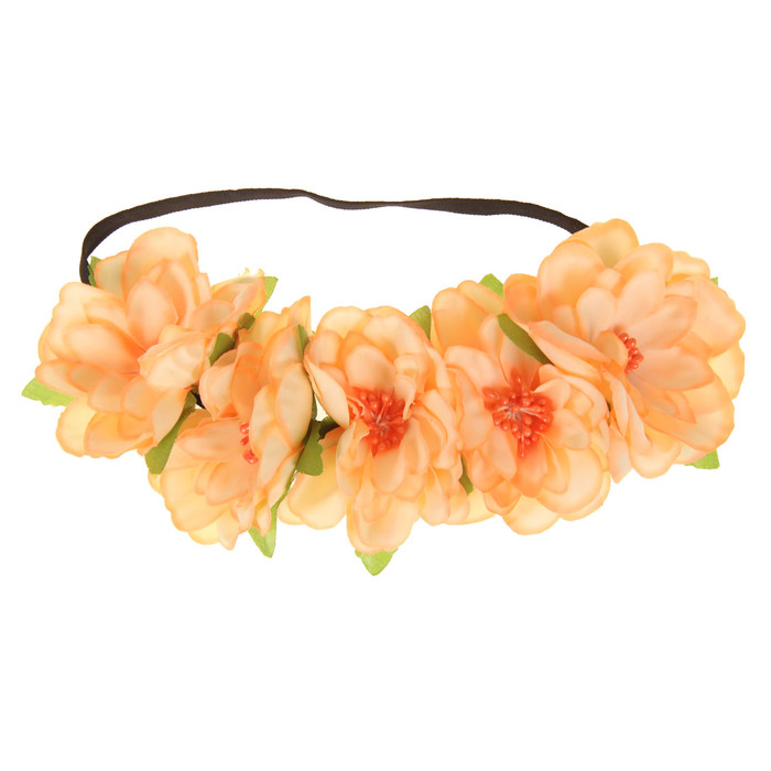 Повязка на голову "Розы", цвет оранжевый