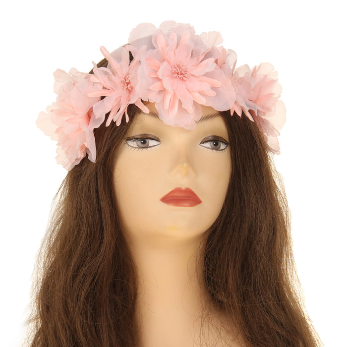 Повязка на голову "Цветочная фантазия", цвет бледно-розовый