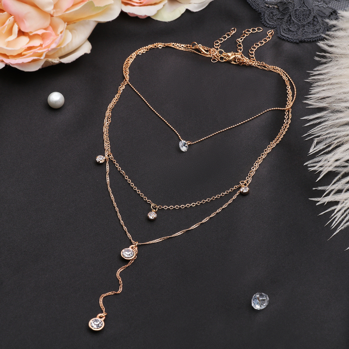 Кулон "Грация" набор 3 штуки, капельки, цвет белый в золоте, 30,40,45см