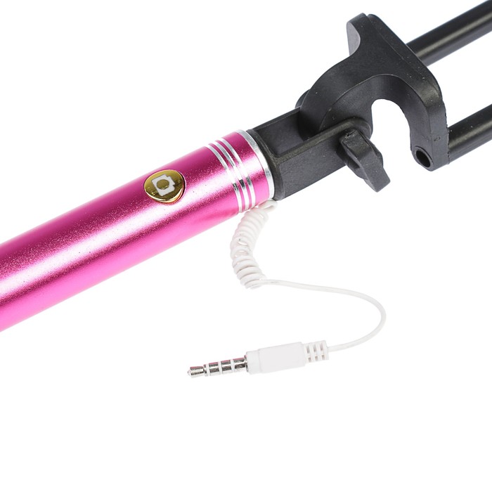 Монопод проводной, металлическая ручка, розовый
