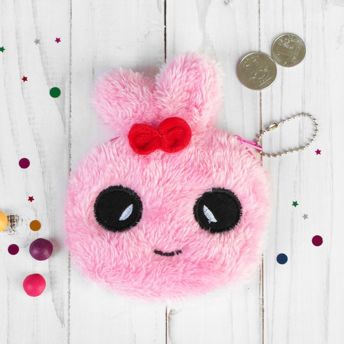 Мягкий кошелёк "Зайка с бантиком" розовый цвет