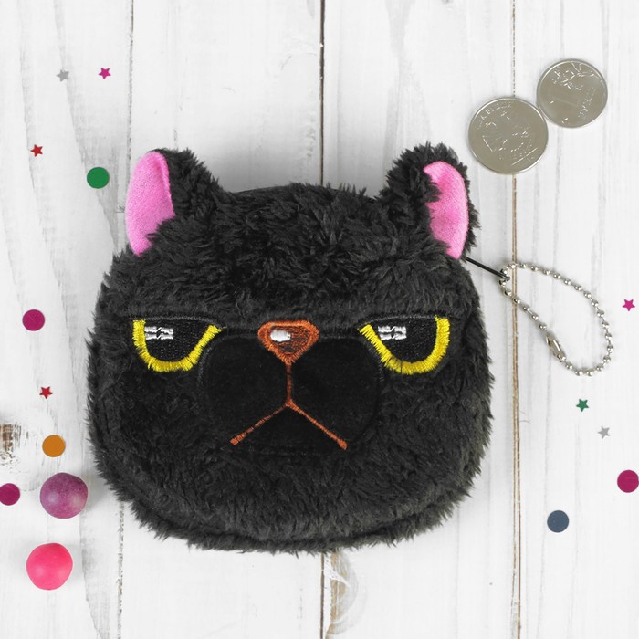 Мягкий кошелёк "котик грустные глазки" чёрный цвет