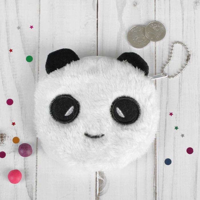 Мягкий кошелёк "Панда большие глазки" с подвесом на молнии