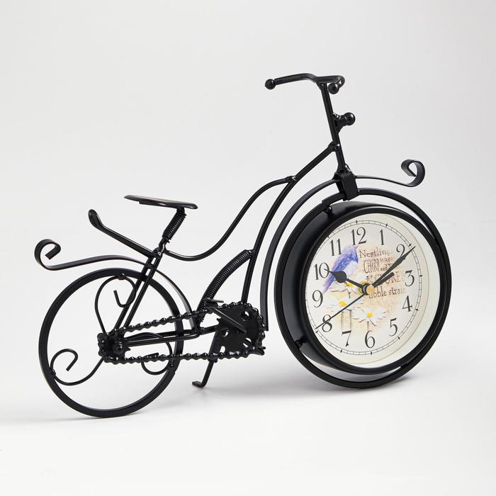 фото Часы настольные "велосипед ретро", плавный ход, 23 х 33 см, d=11 см