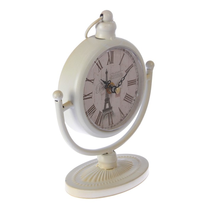 Часы настольные серия Ковка. На ножке, кремовый, на циф-те Эйфелева башня 16*21 см
