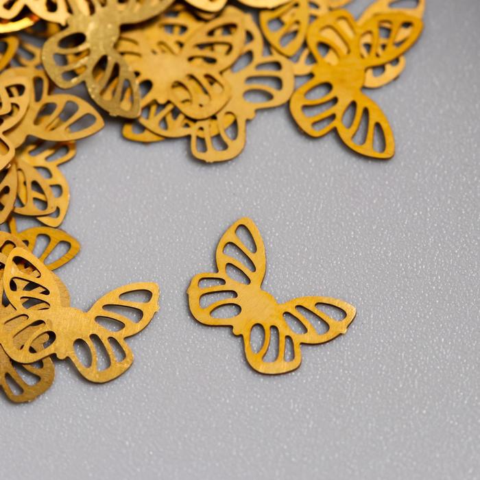 Декор для творчества металл "Ажурная бабочка" золото 0,9х0,7 см