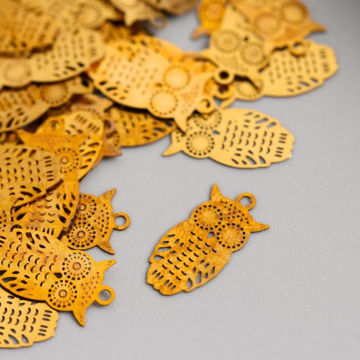 Декор для творчества металл "Сова" золото 1,1х0,7 см