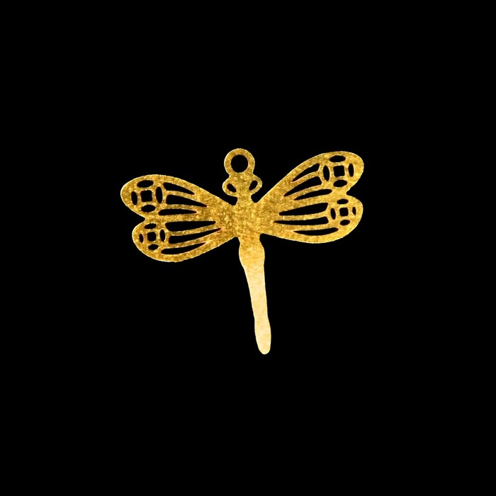 Декор для творчества металл "Стрекоза" золото 1,3х1,5 см