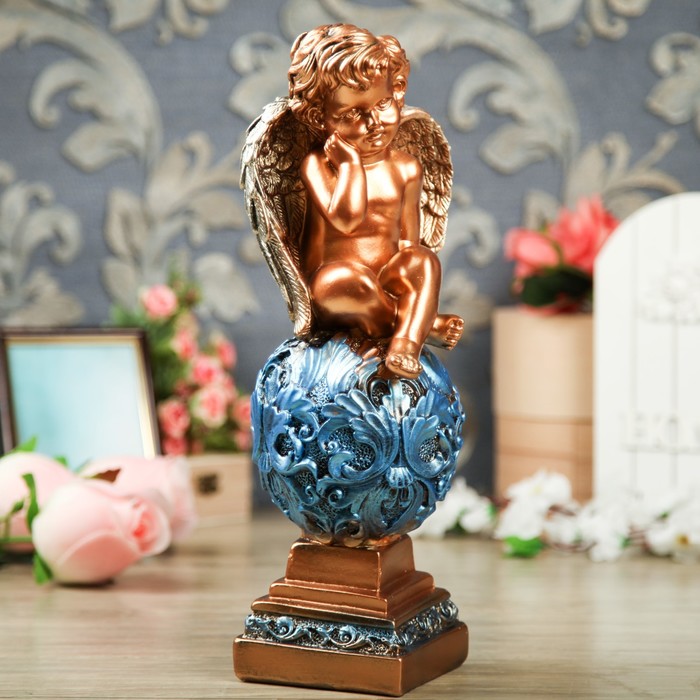 Статуэтка "Ангел на шаре", бронза, микс