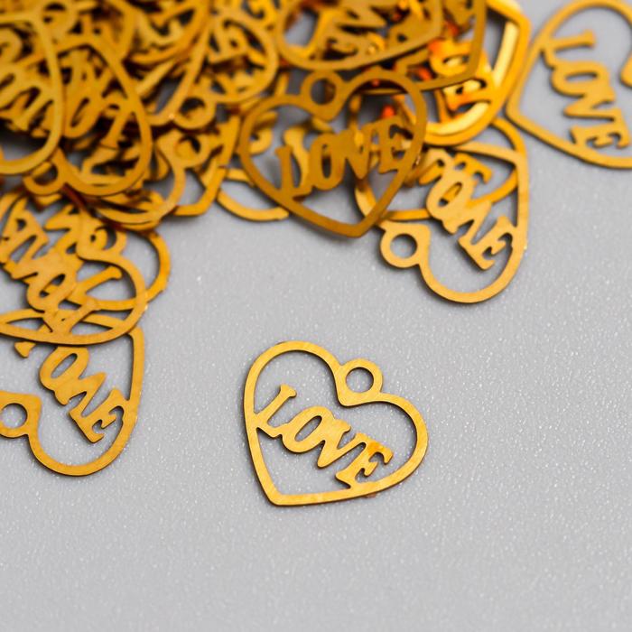 Декор для творчества металл "Сердце love" золото 1,1х0,8 см