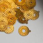 Декор для творчества металл "Солнце в круге" золото 1,3х1,3 см