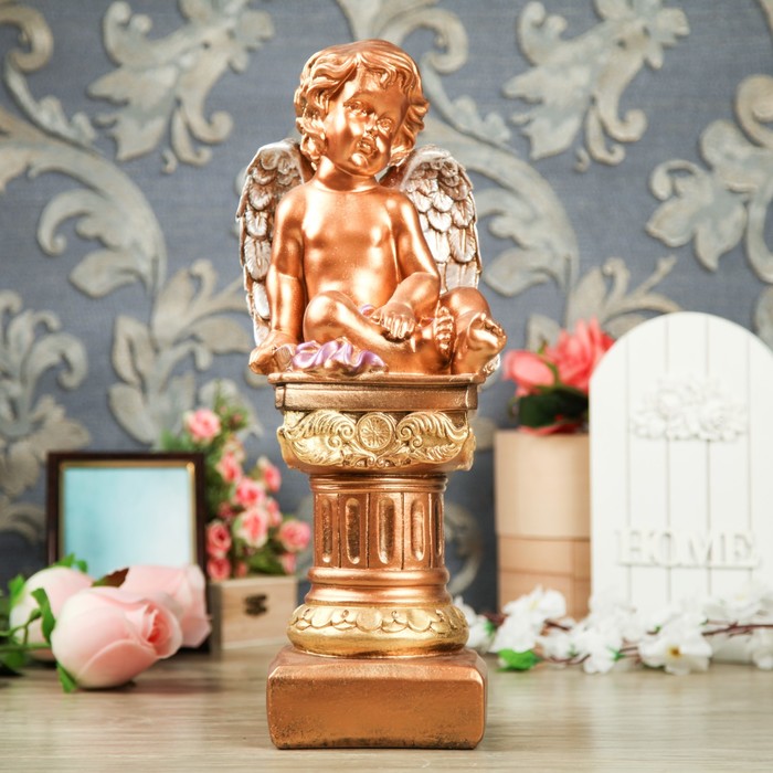 Статуэтка "Ангел на колонне" бронза цветная