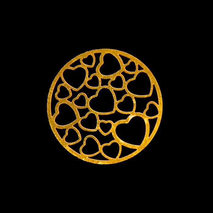 Декор для творчества металл "Круг из сердец" золото 2х2 см