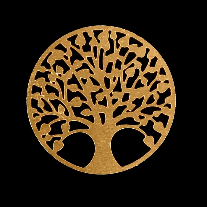 Декор для творчества металл "Деревце в круге" золото 1,8х1,8 см