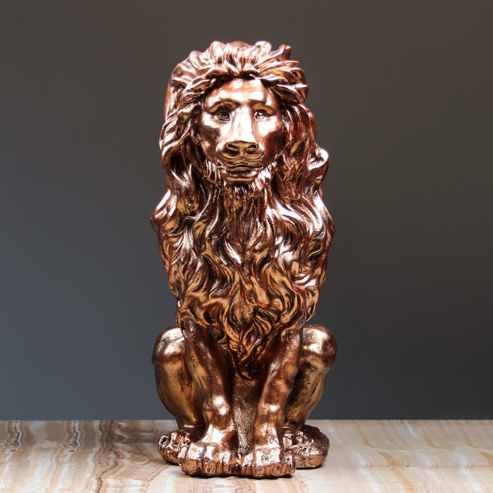 Садовая фигура "Лев сидит" средняя, бронза