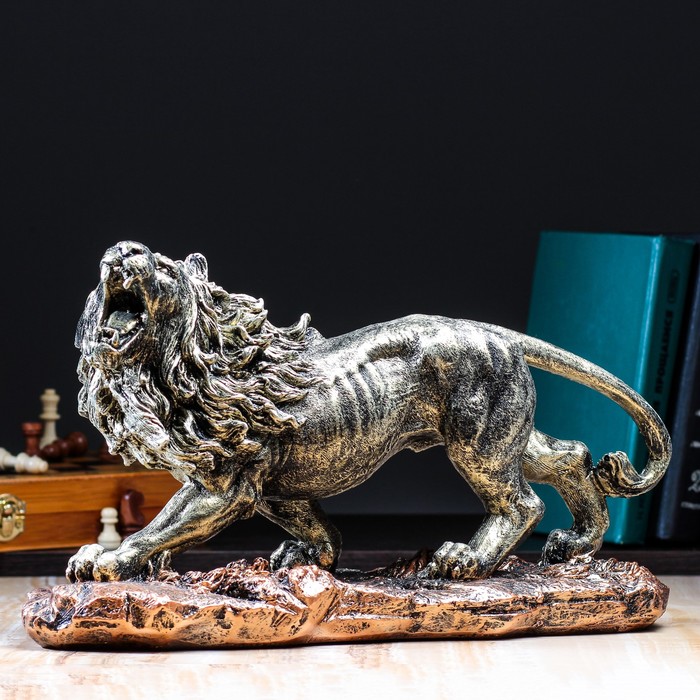 Статуэтка "Лев на подставке", бронза, микс