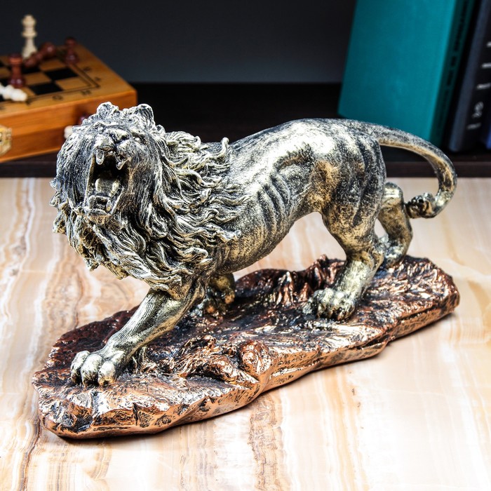Статуэтка "Лев на подставке", бронза, микс