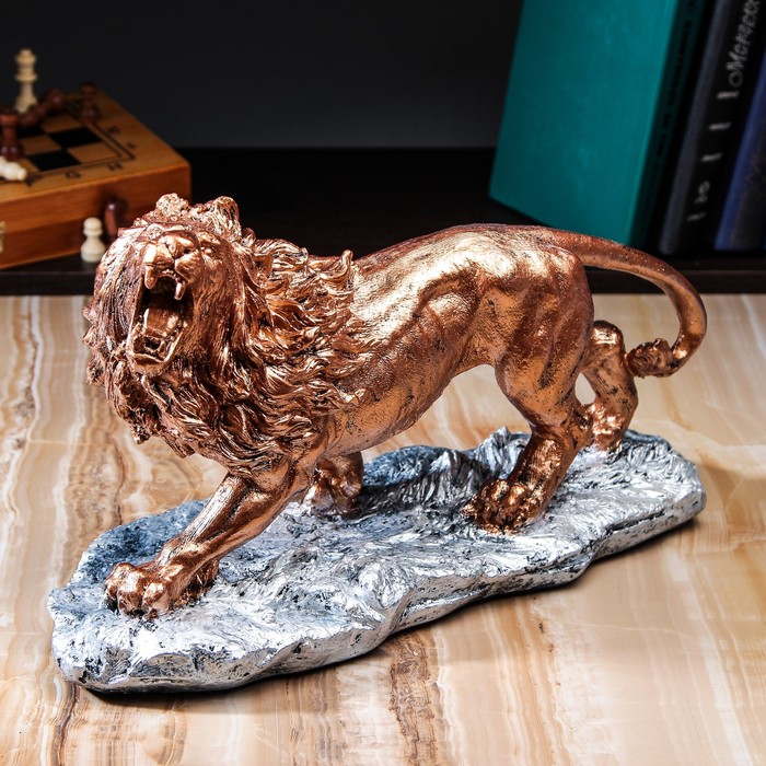 Статуэтка "Лев на подставке", бронза, микс