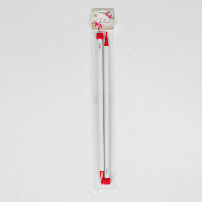 Спицы для вязания, прямые, d=12мм, 40см, 2шт