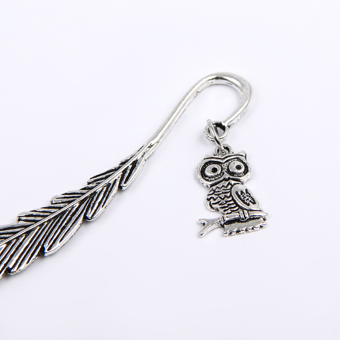 Закладка сувенирная для книг перо с подвеской Сова