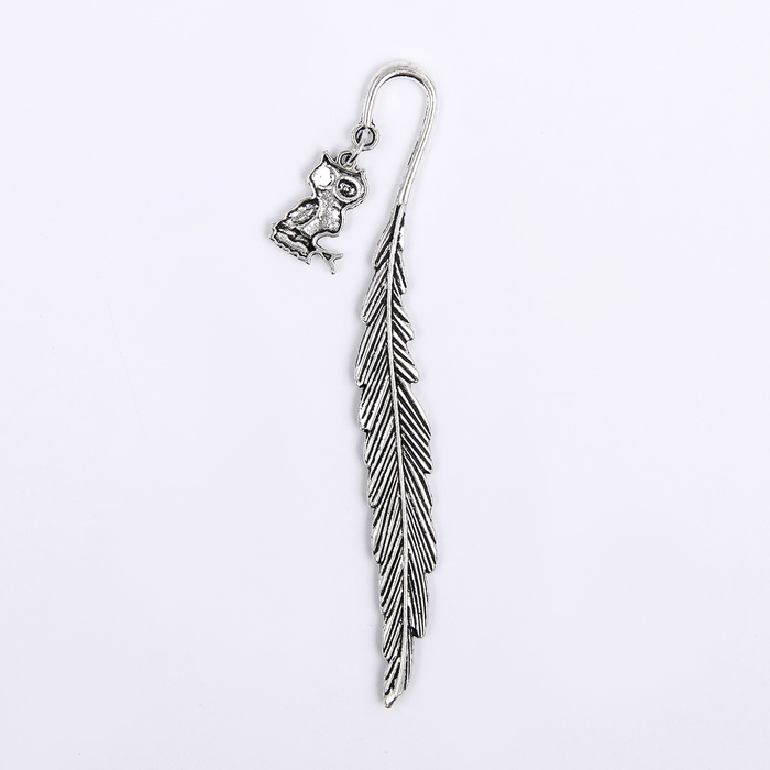 Закладка сувенирная для книг перо с подвеской Сова