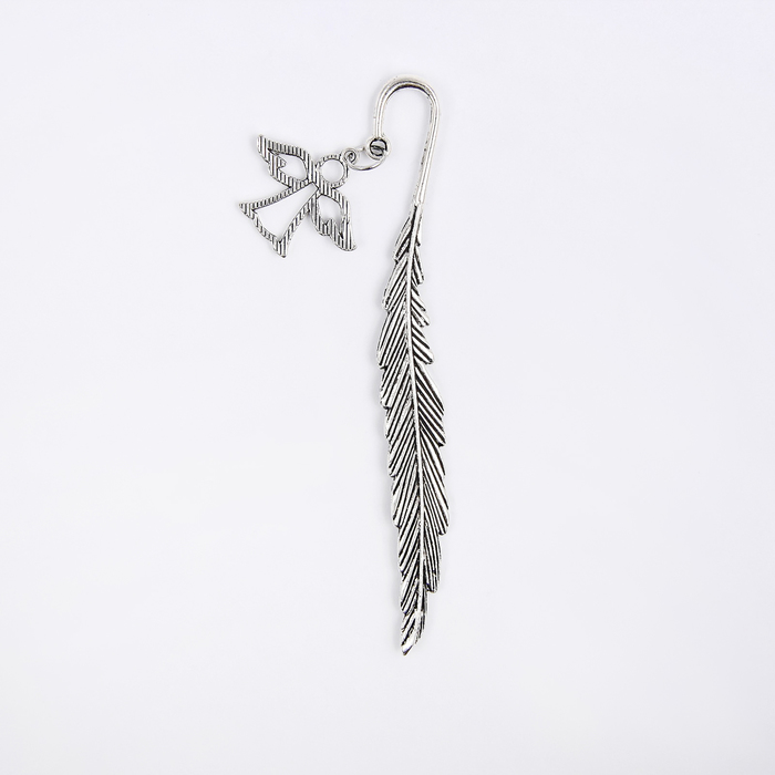 Закладка сувенирная для книг перо с подвеской Ангел со стразами