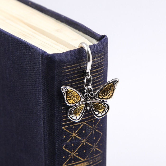 Закладка сувенирная для книг перо с подвеской Бабочка