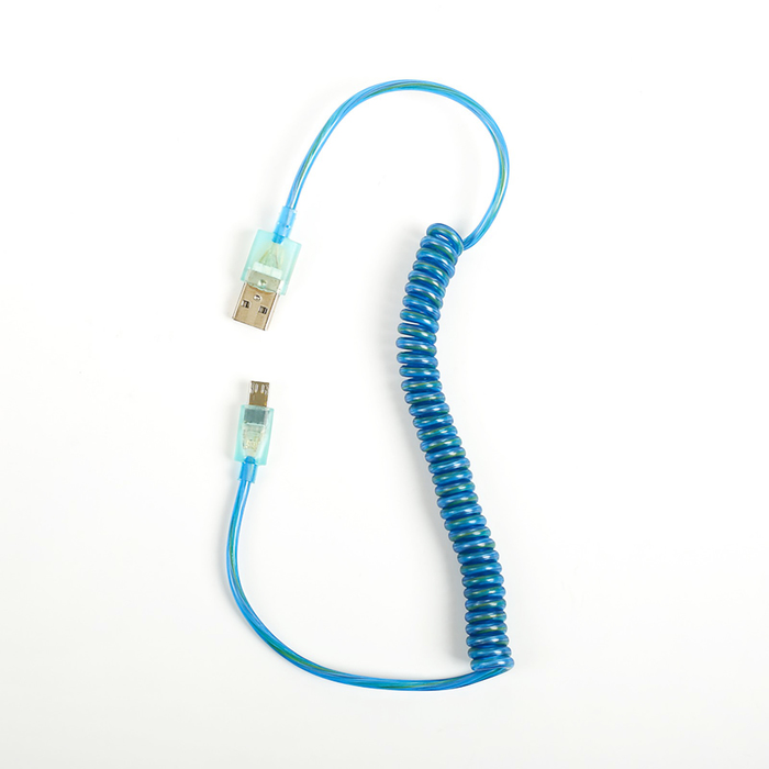 Провод для зарядки и передачи данных Luazon, USB-microUSB, "пружина", светящийся, микс