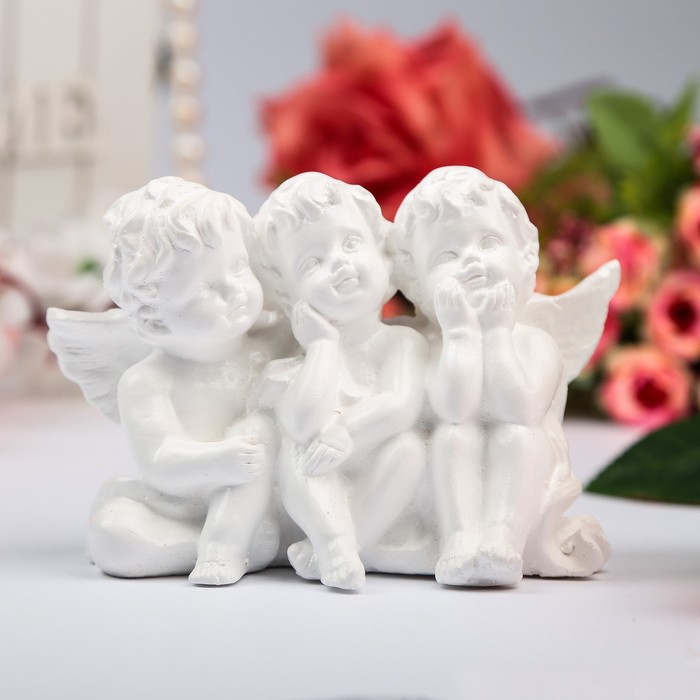 Статуэтка "Ангелы троица" белый 12*5*9 см