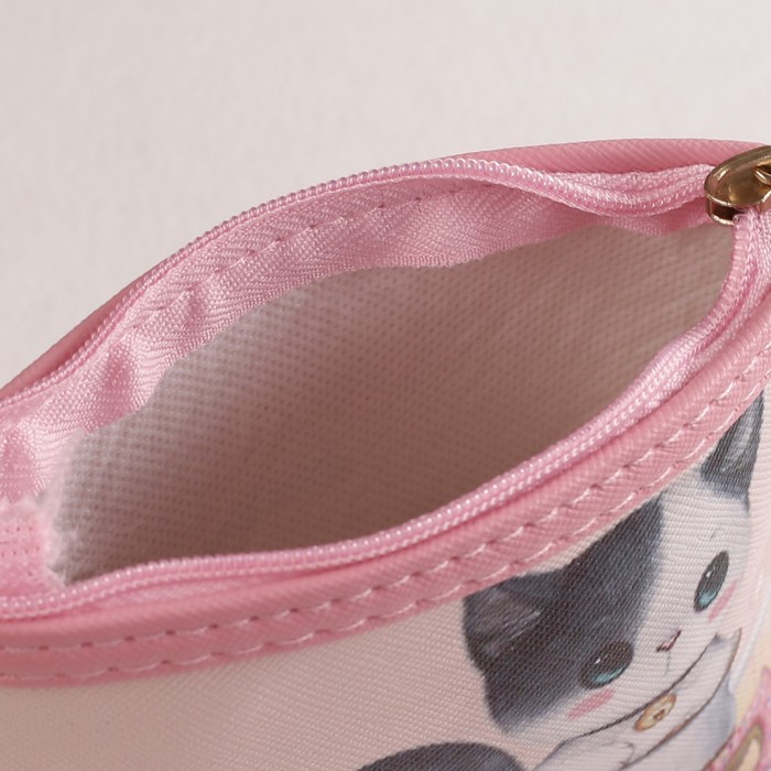 Кошелёк детский на молнии "Котёнок", 1 отдел, цвет розовый