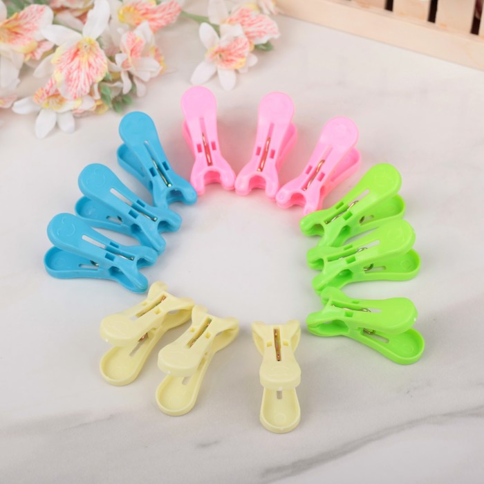 Набор прищепок бельевых 12 шт 5,5 см "Улыбка"