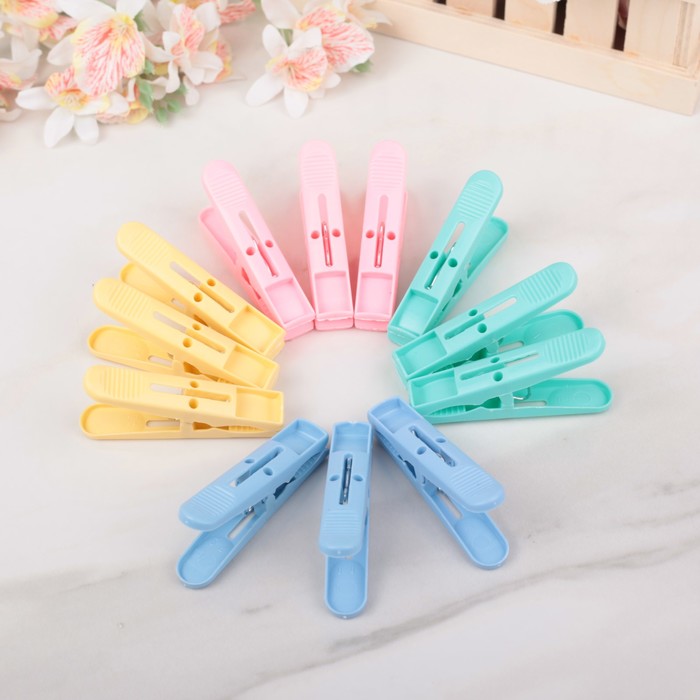 Набор прищепок бельевых 12 шт 7 см, цвет МИКС