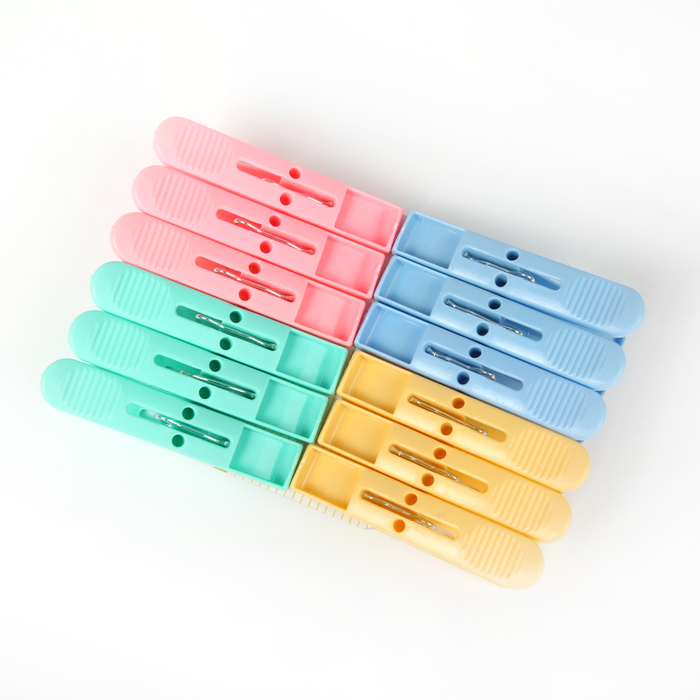 Набор прищепок бельевых 12 шт 7 см, цвет МИКС