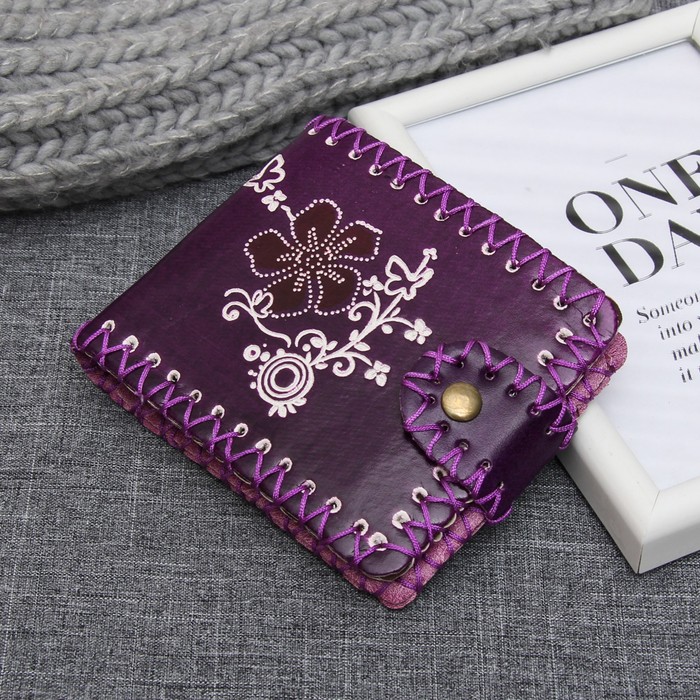 Кошелёк женский, 3 отдела, для карт, цвет фиолетовый